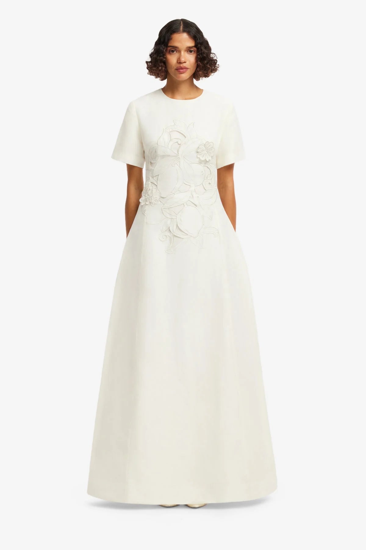 Alice Appliqué Short Sleeve Maxi Dress - Snow