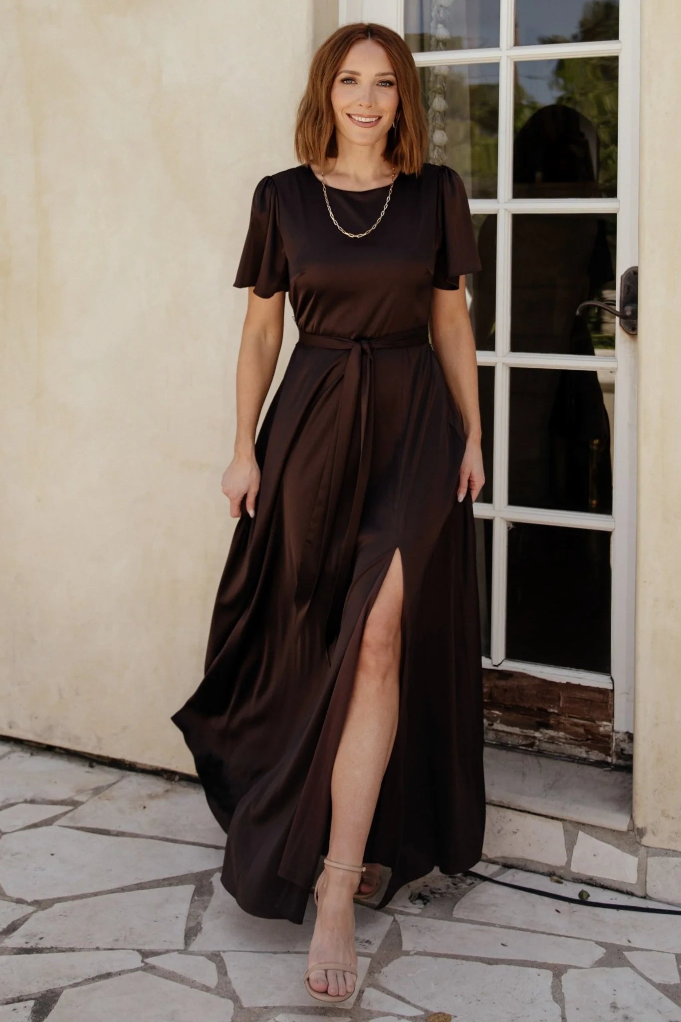 Agnes Satin Maxi Dress | Espresso