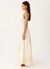 Fabienne Spliced Cotton Maxi Dress - Ivory