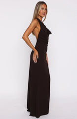 Always In Mode Halter Maxi Dress Chocolate
