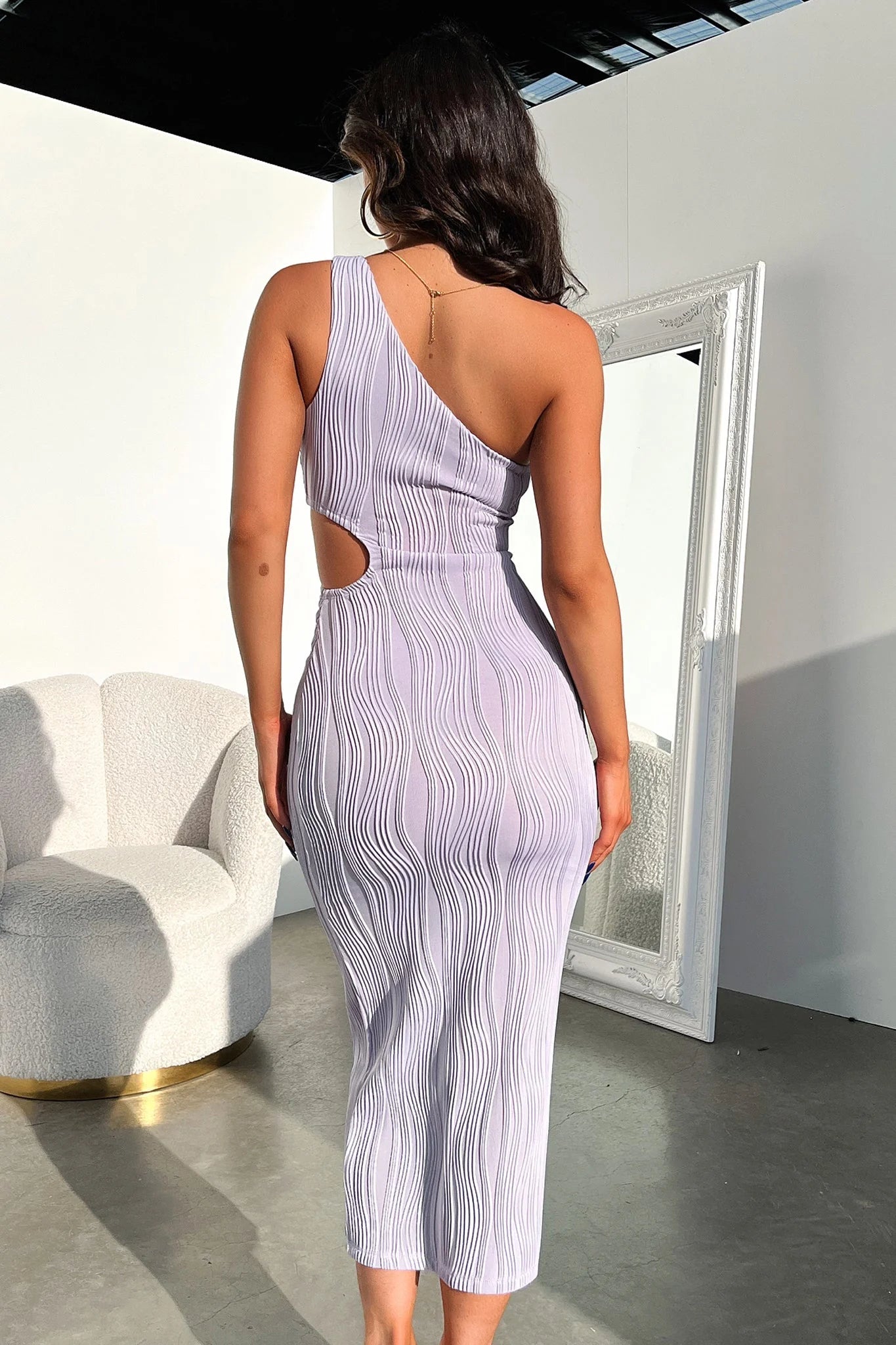 Trami One Shoulder Midi Dress - Lilac