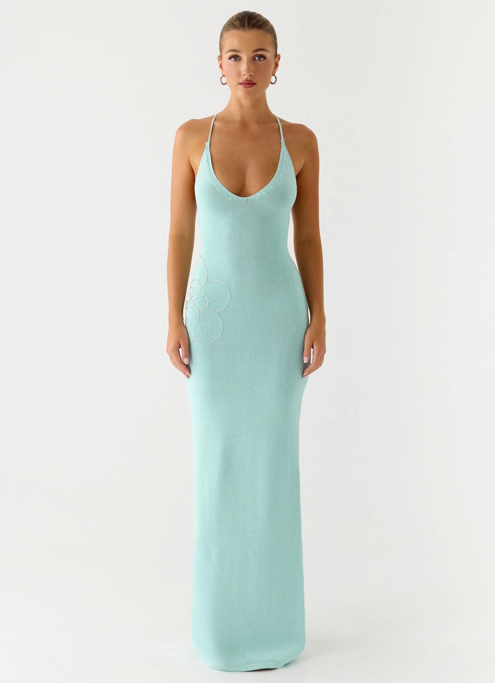 Amaya Knit Maxi Dress - Aqua